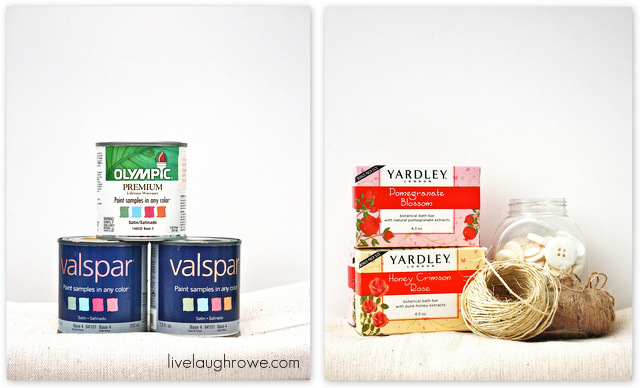 Supplies for Painted Drop Cloth Soap Wraps