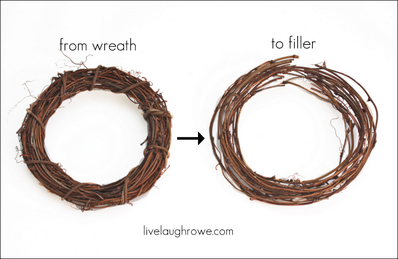 Dismantle the grapevine wreath and cut in one spot.