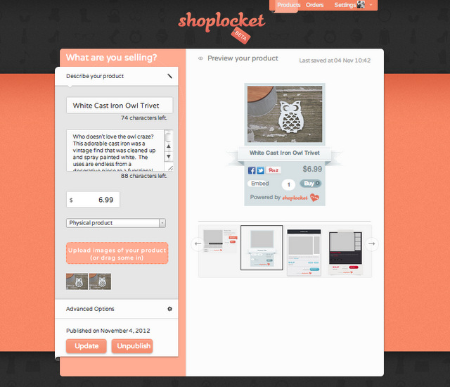 Adding the product info into ShopLocket with livelaughrowe.com