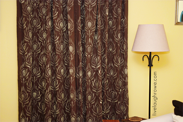 Peacock Feather Stenciled Curtains with LiveLaughRowe.com #diy #stencil #curtains