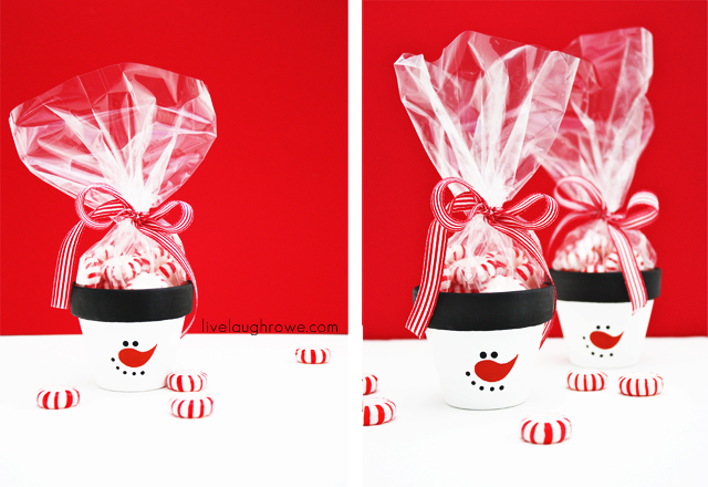 DIY Frost the Snowman Candy Gift Pots with LiveLaughRowe.com #crafts #christmas #snowman