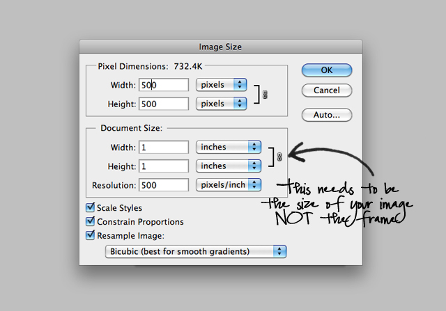 Sizing your image sized the image